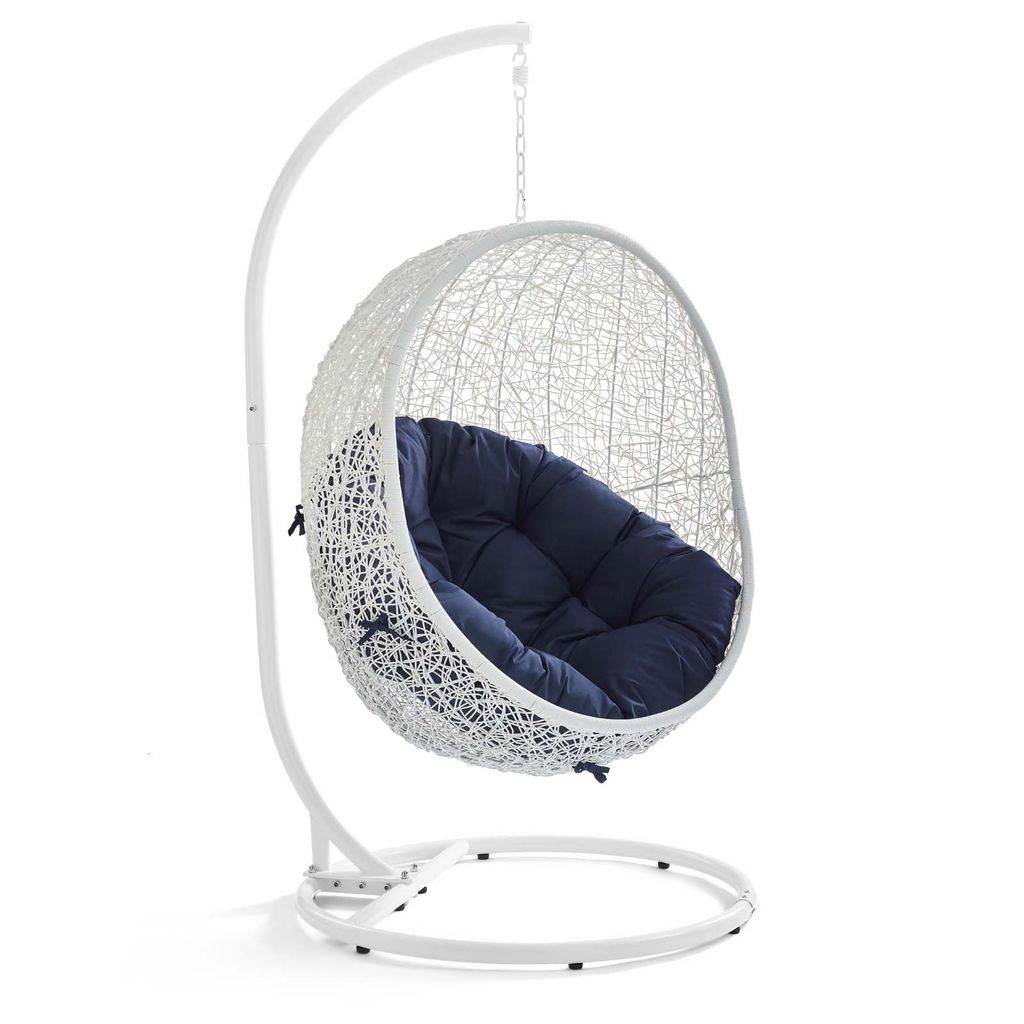 Preview image for Outdoor Patio Swing Chair with Stand, White/Navy