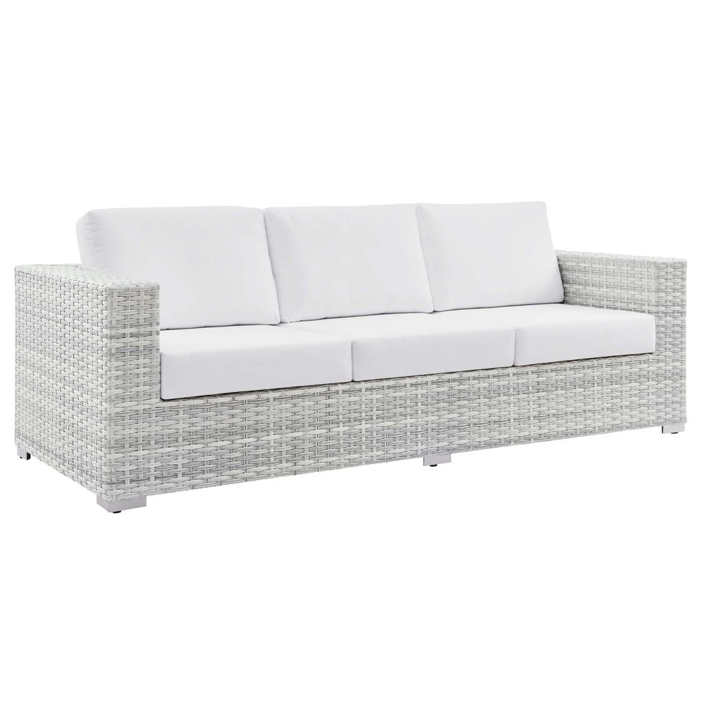 Convene Outdoor Patio Sofa In Light Gray White