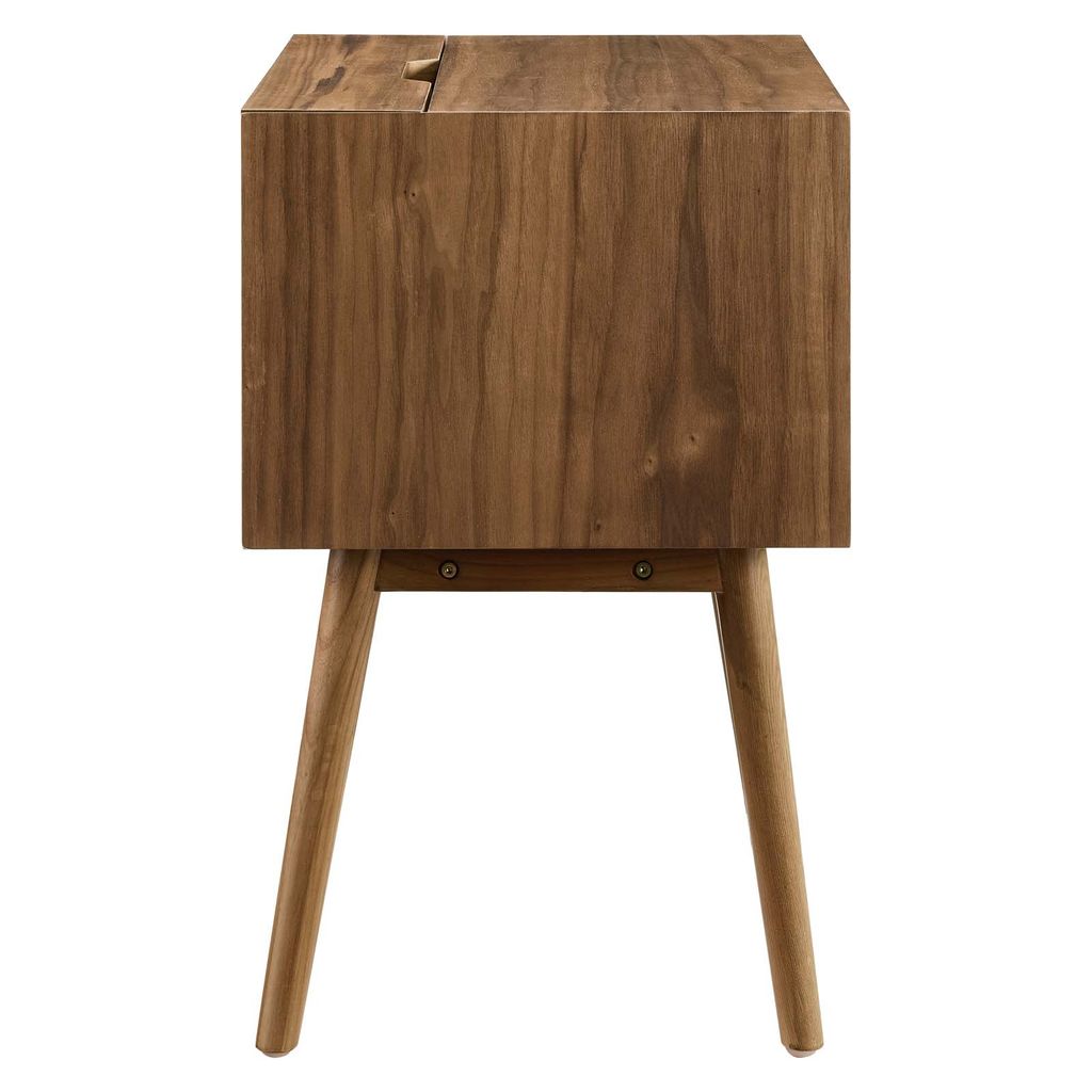 Ember Wood Nightstand With Usb Ports In Walnut Walnut