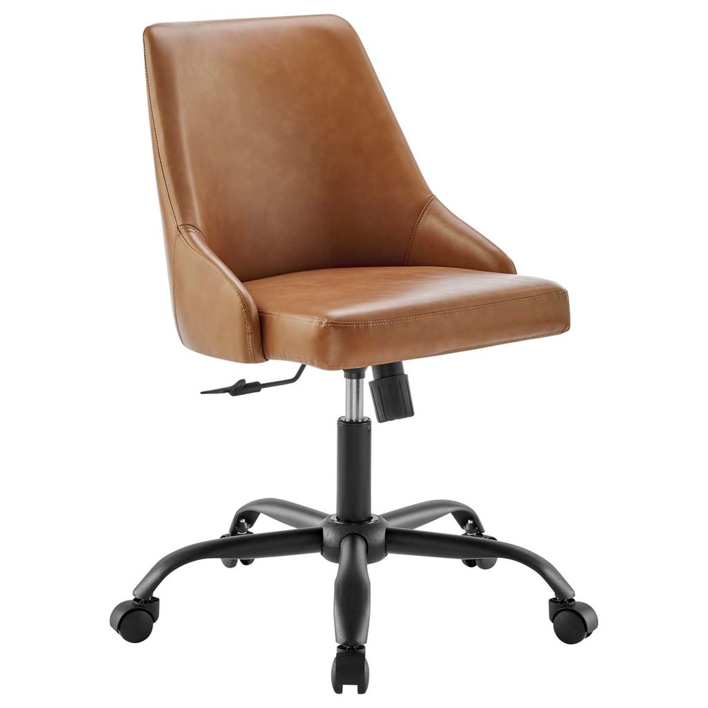 Preview image for Designate Swivel Vegan Leather Office Chair In Black Tan