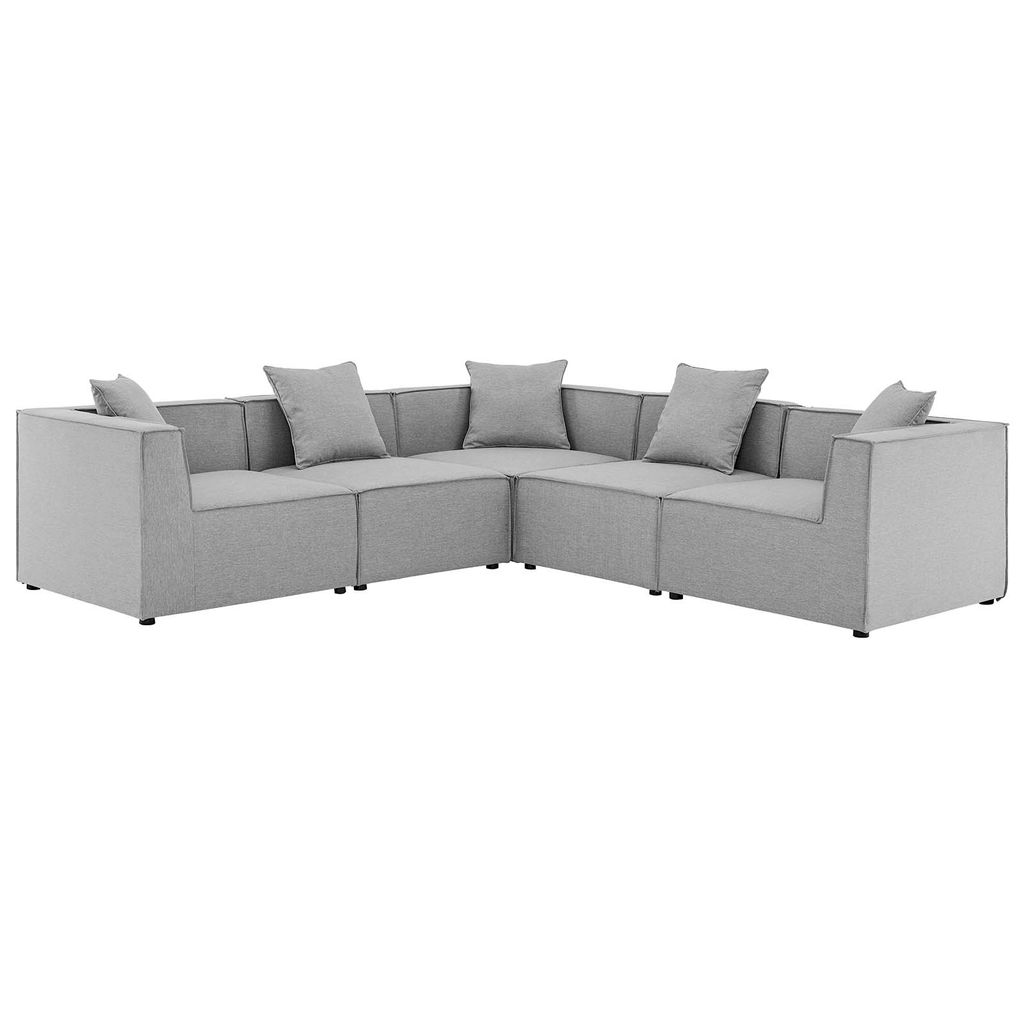 Preview image for Saybrook Outdoor Patio Upholstered 5-Piece Sectional Sofa In Gray, 103.5" X 103.5" X 25.5"