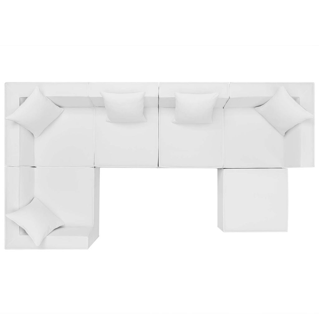 Saybrook Outdoor Patio Upholstered 6-Piece Sectional Sofa In White, 69" X 138" X 25.5"