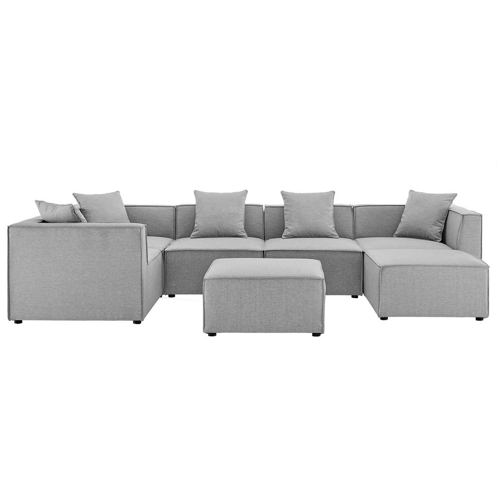 Saybrook Outdoor Patio Upholstered 7-Piece Sectional Sofa In Gray