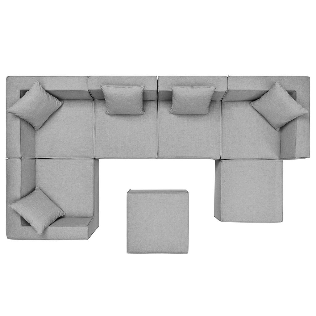 Saybrook Outdoor Patio Upholstered 7-Piece Sectional Sofa In Gray