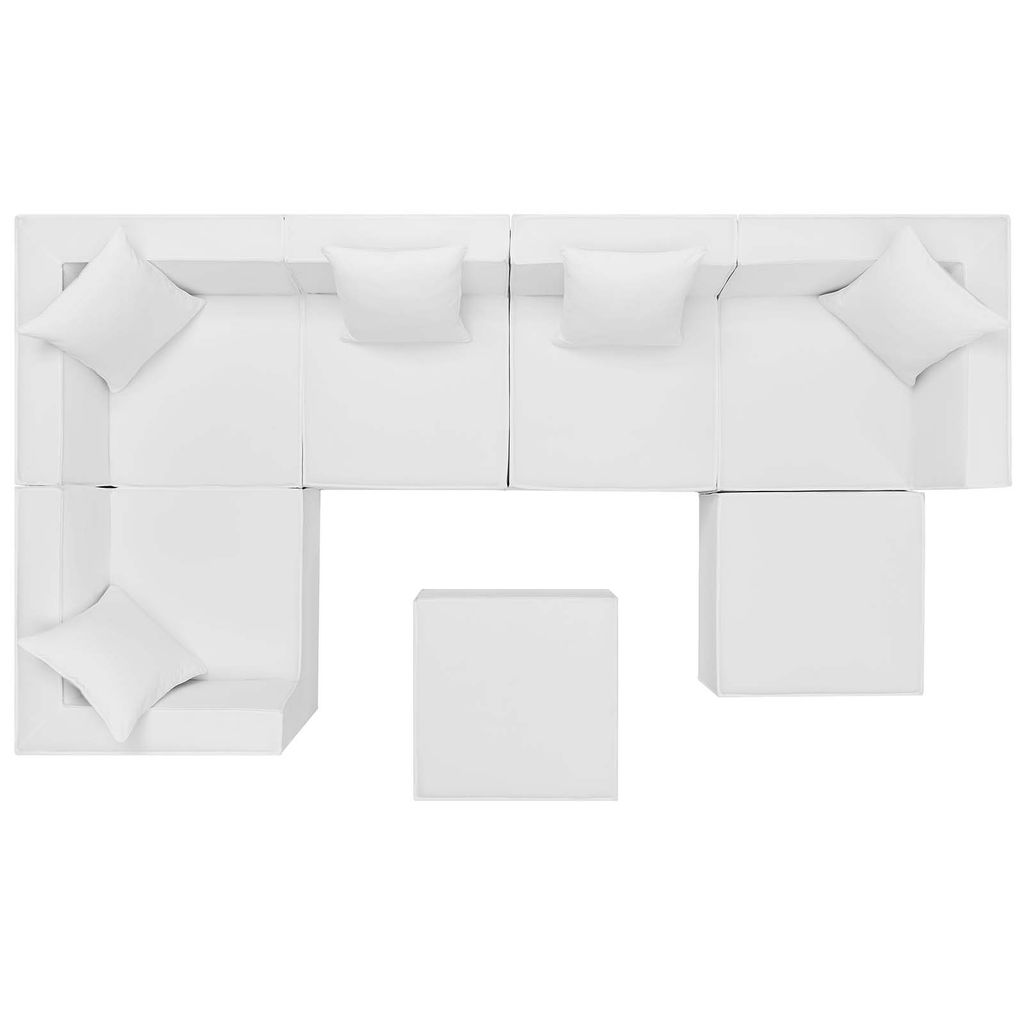 Saybrook Outdoor Patio Upholstered 7-Piece Sectional Sofa In White