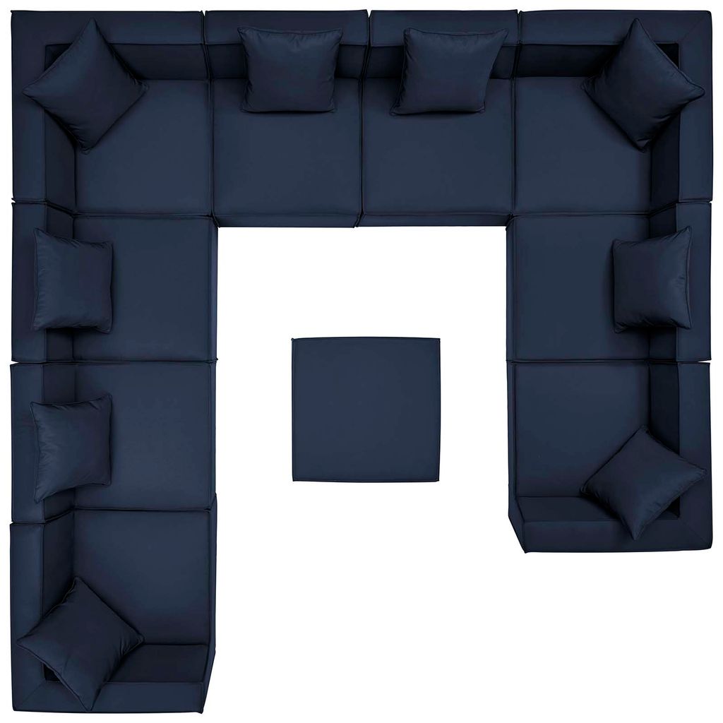 Saybrook Outdoor Patio Upholstered 10-Piece Sectional Sofa In Navy