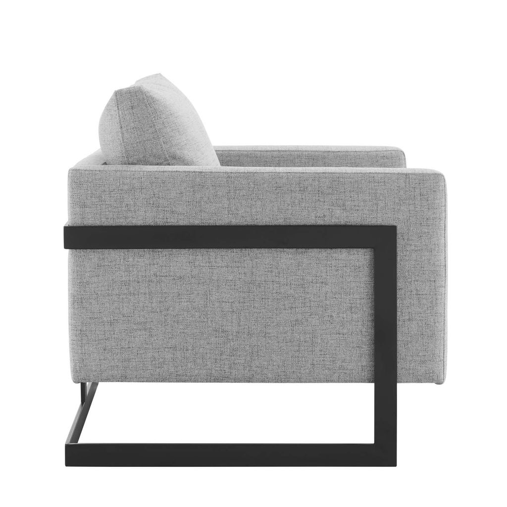 Posse Upholstered Fabric Accent Chair In Black Light Gray
