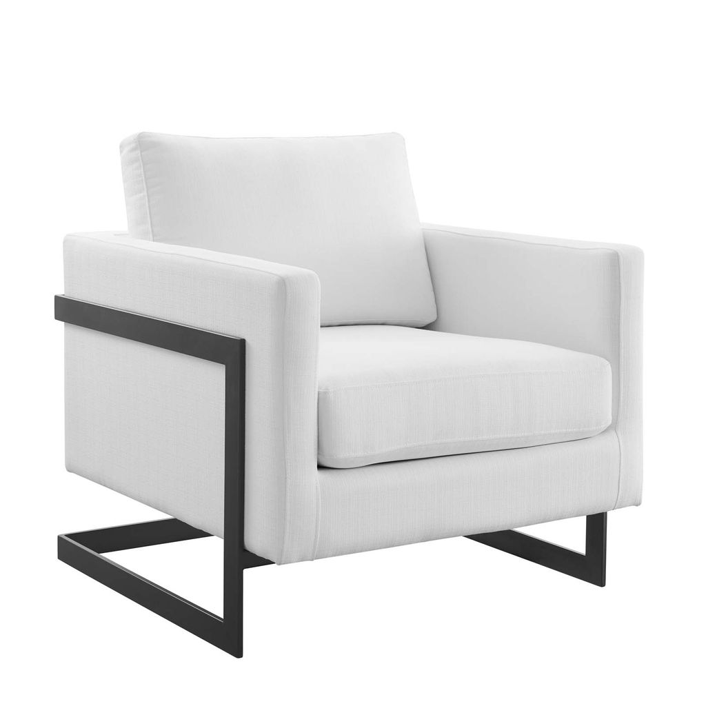 Posse Upholstered Fabric Accent Chair In Black White