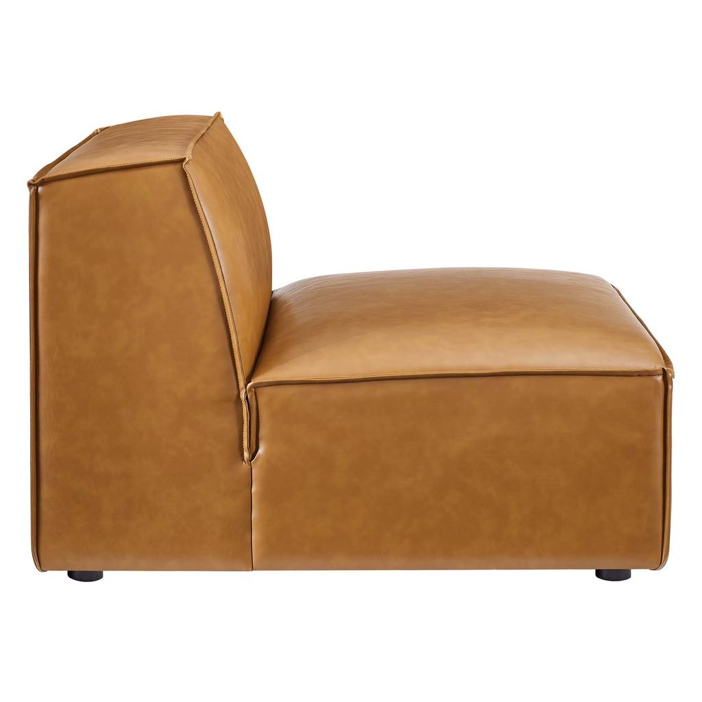Restore Vegan Leather Sectional Sofa Armless Chair In Tan