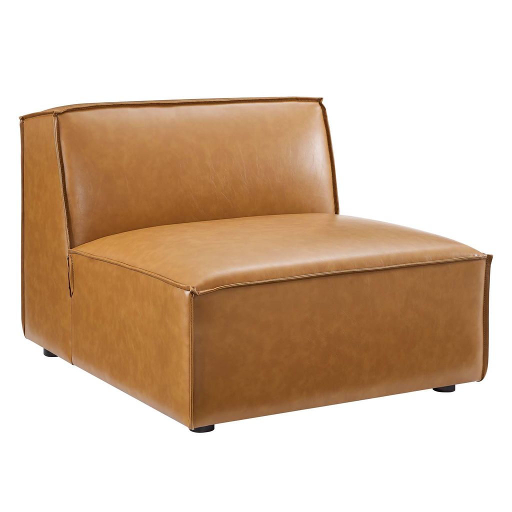 Restore Vegan Leather Sectional Sofa Armless Chair In Tan