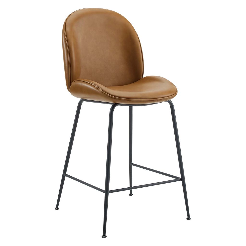 Preview image for Scoop Black Powder Coated Steel Leg Vegan Leather Counter Stool In Tan
