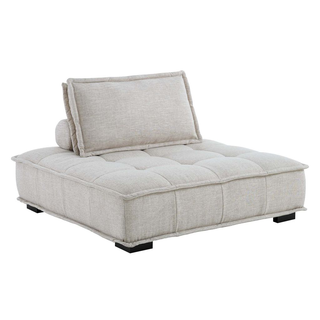 Preview image for Saunter Tufted Fabric Armless Chair In Beige