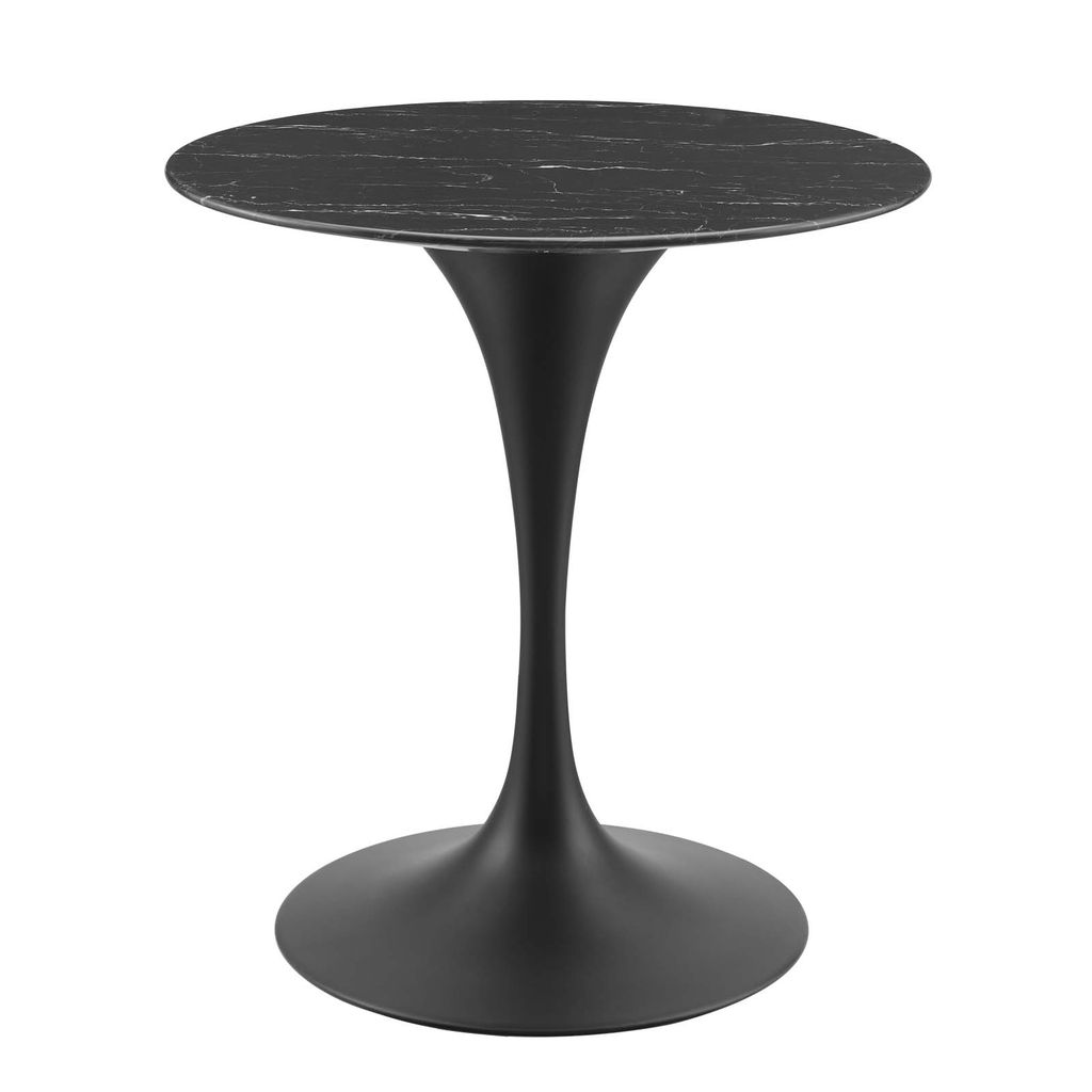 Lippa 28" Artificial Marble Dining Table In Black Black