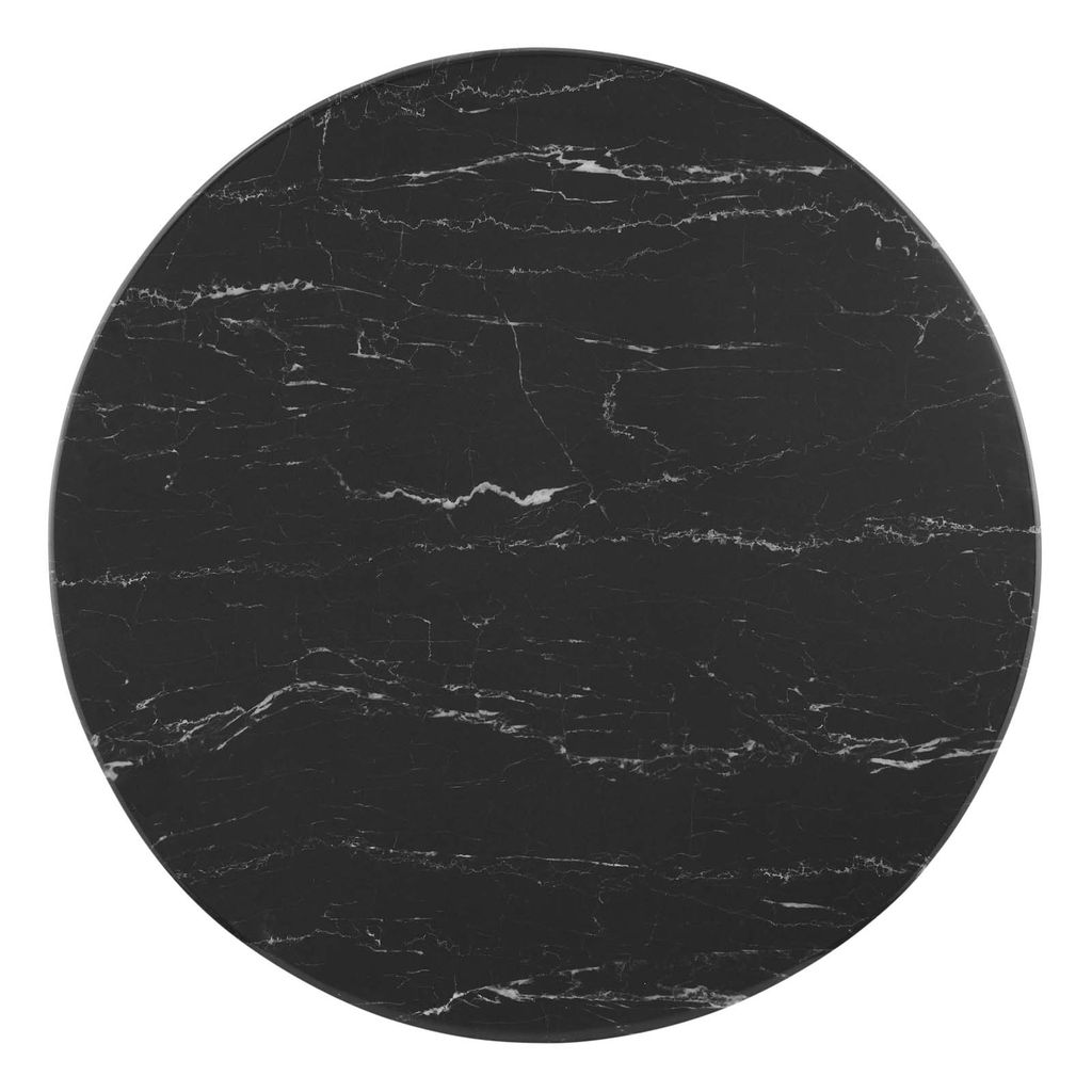 Lippa 28" Artificial Marble Dining Table In Black Black