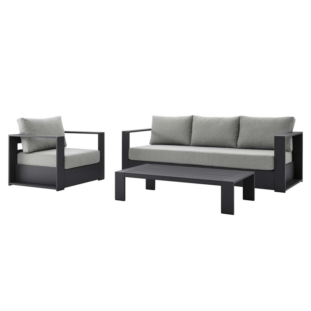 Tahoe Outdoor Patio Powder-Coated Aluminum 3-Piece Set In Gray Gray