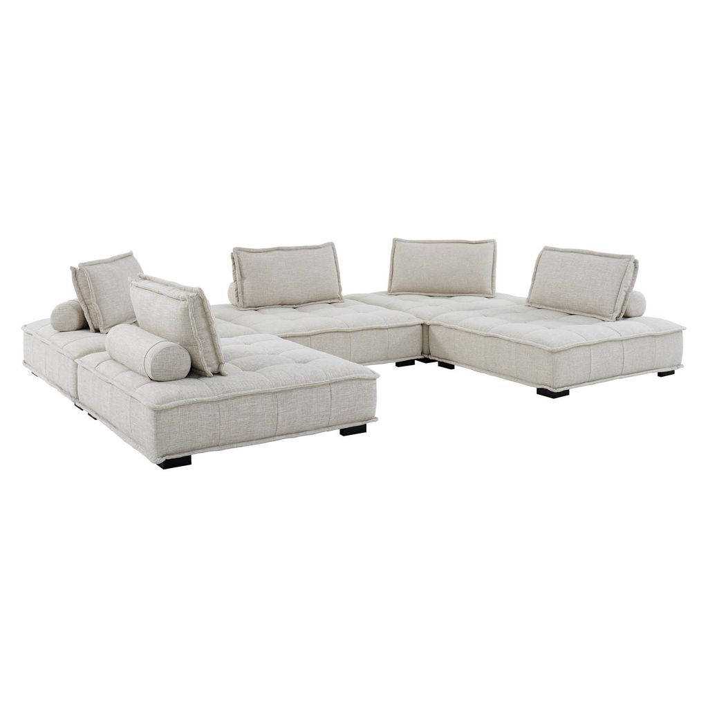 Preview image for Saunter Tufted Fabric Fabric 5-Piece Sectional Sofa In Beige
