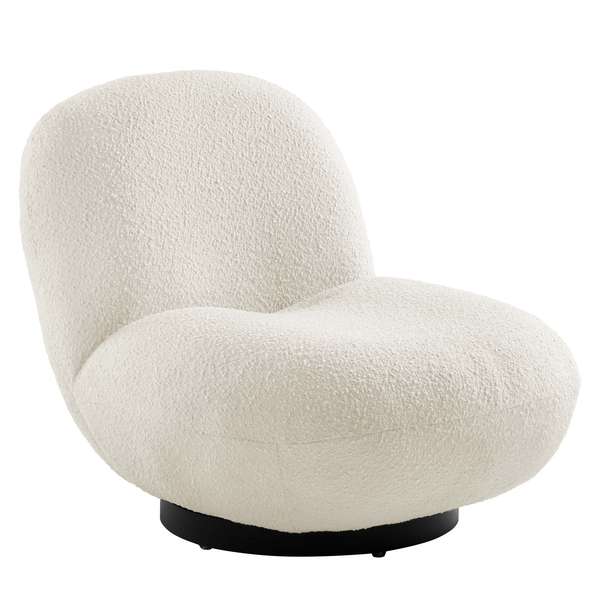 Upholstered Fabric Swivel Chair In Black Ivory