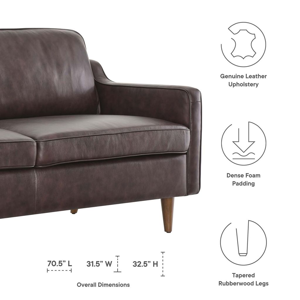 Impart Genuine Leather Sofa In Brown