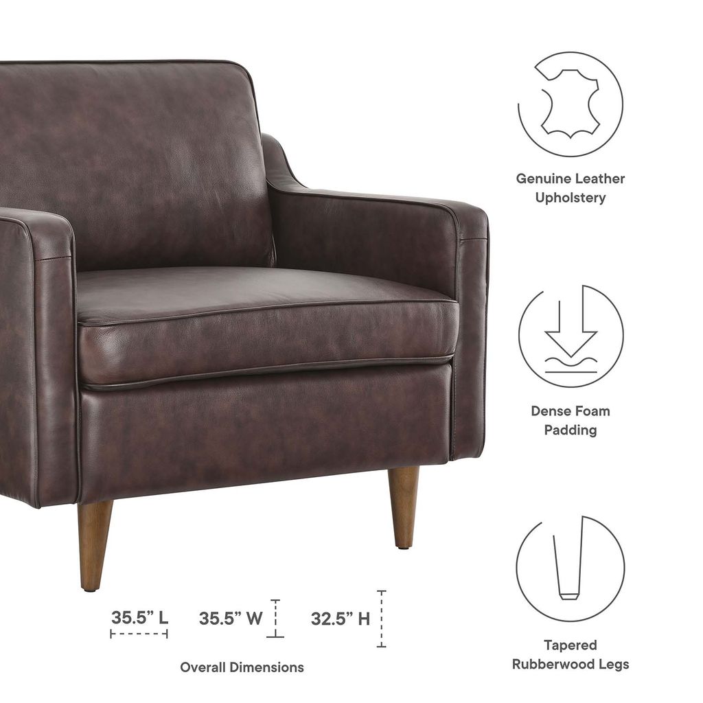 Impart Genuine Leather Armchair In Brown