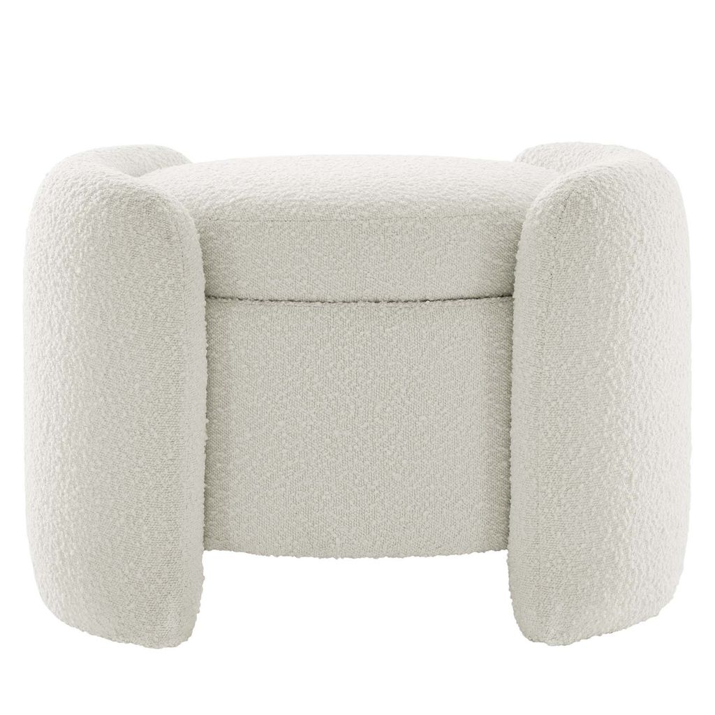 Nebula Boucle Upholstered Ottoman In Ivory