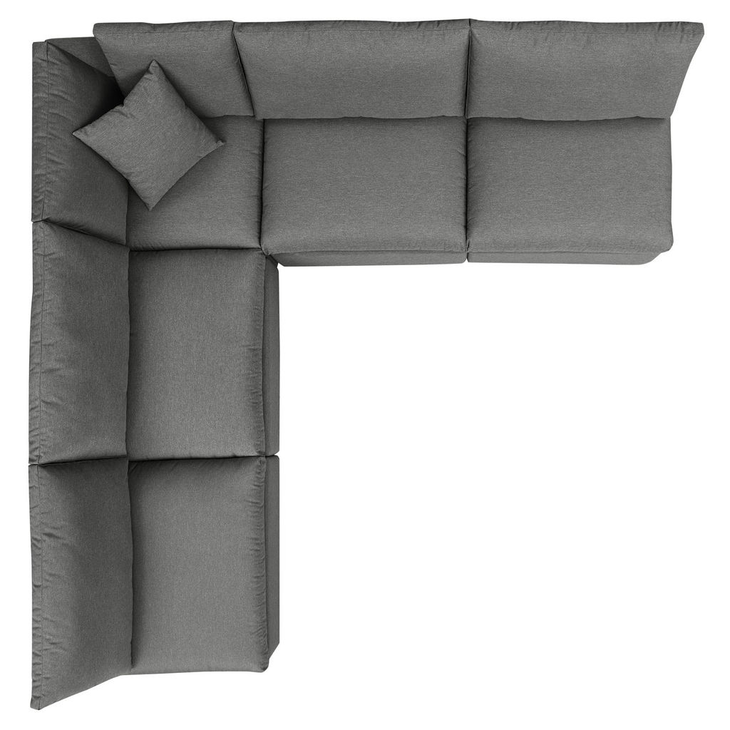 Commix 5-Piece Outdoor Patio Sectional Sofa In Charcoal, 108" X 108" X 32", 224 Lbs