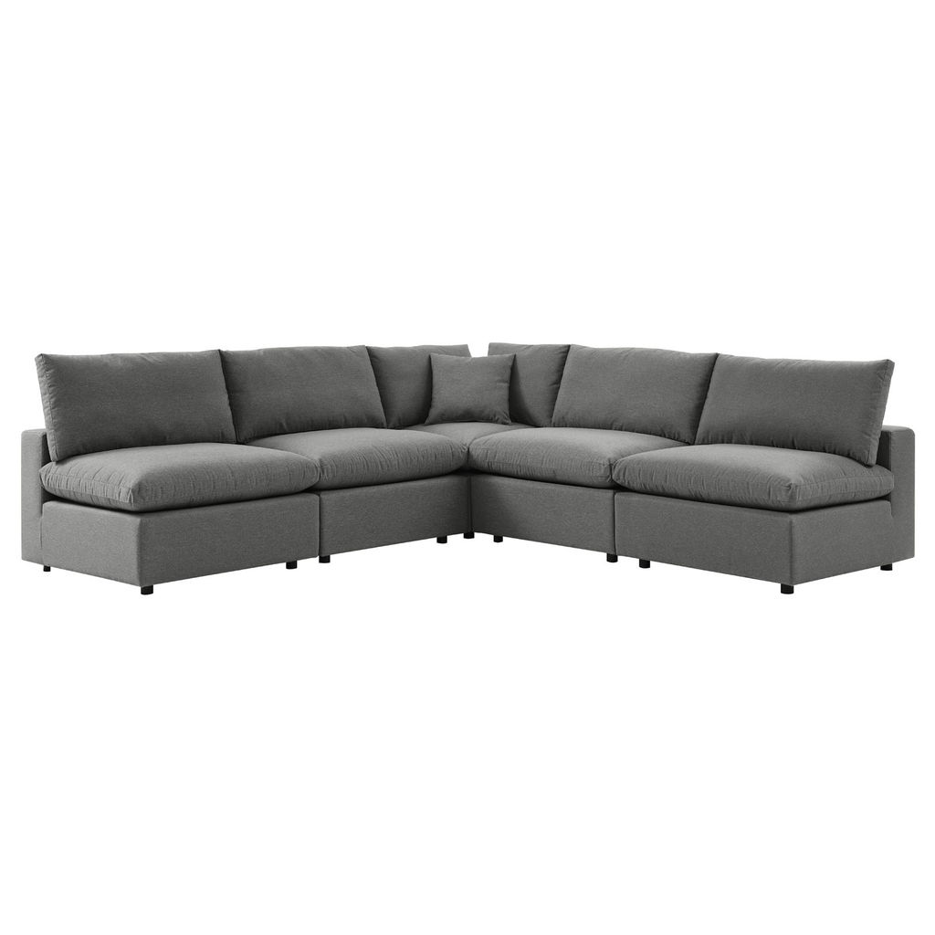 Preview image for Commix 5-Piece Outdoor Patio Sectional Sofa In Charcoal, 108" X 108" X 32", 224 Lbs