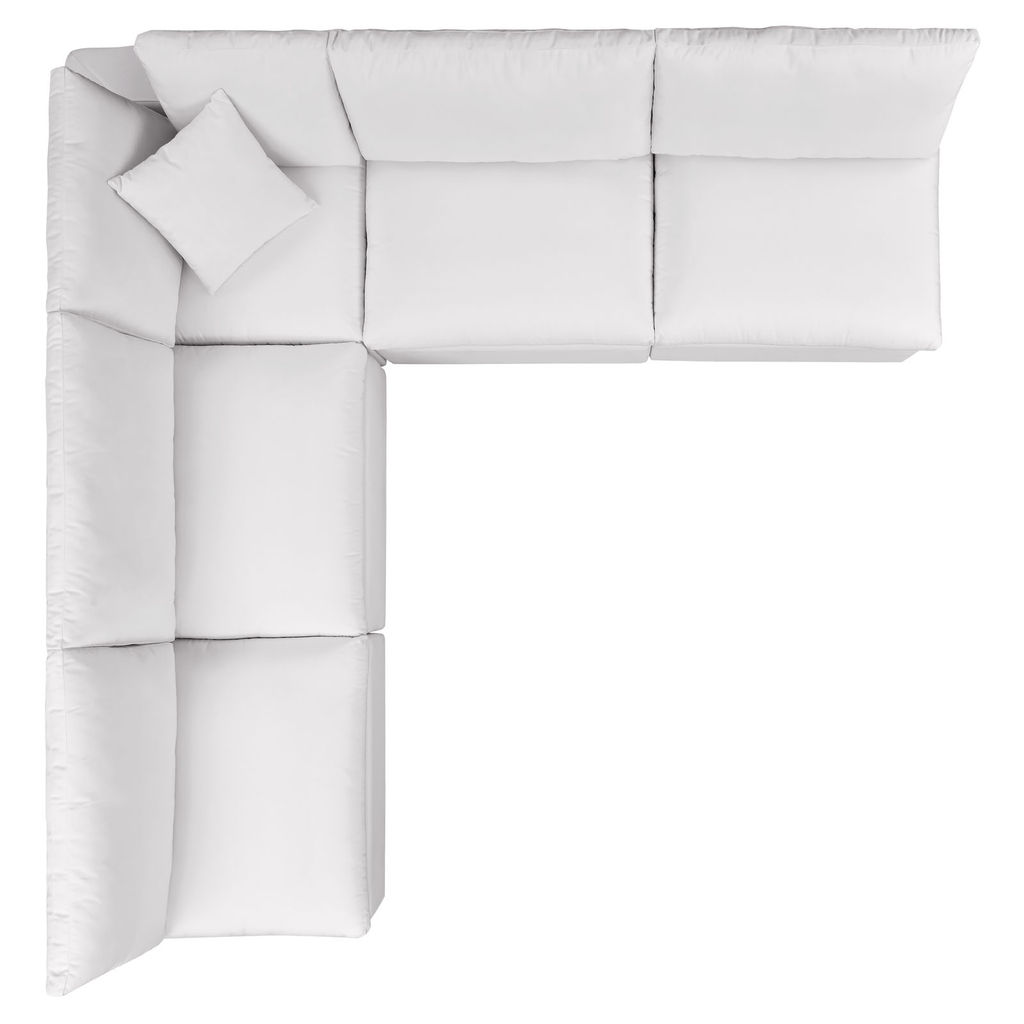 Commix 5-Piece Outdoor Patio Sectional Sofa In White, 108" X 108" X 32", 224 Lbs