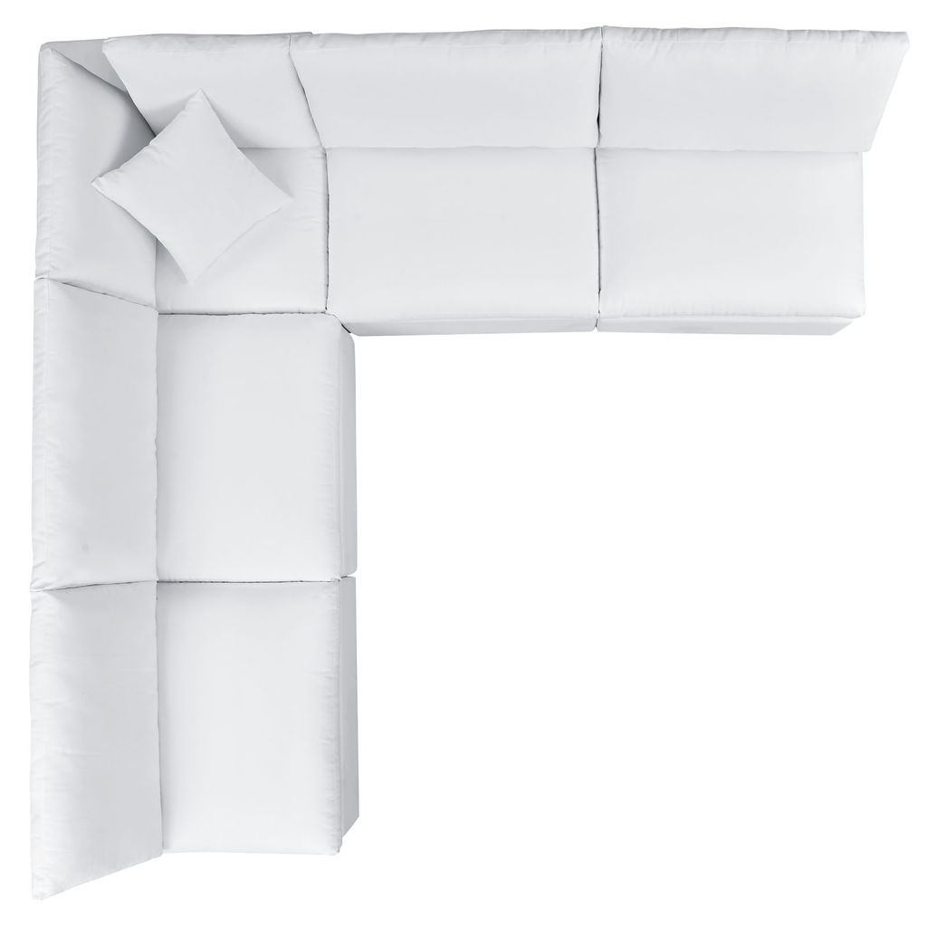 Commix 5-Piece Sunbrella Outdoor Patio Sectional Sofa In White, 108" X 108" X 32", 224 Lbs