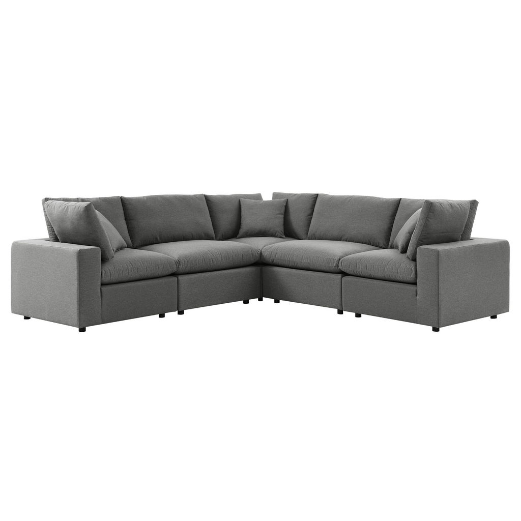 Commix 5-Piece Outdoor Patio Sectional Sofa In Charcoal, 108" X 108" X 32"
