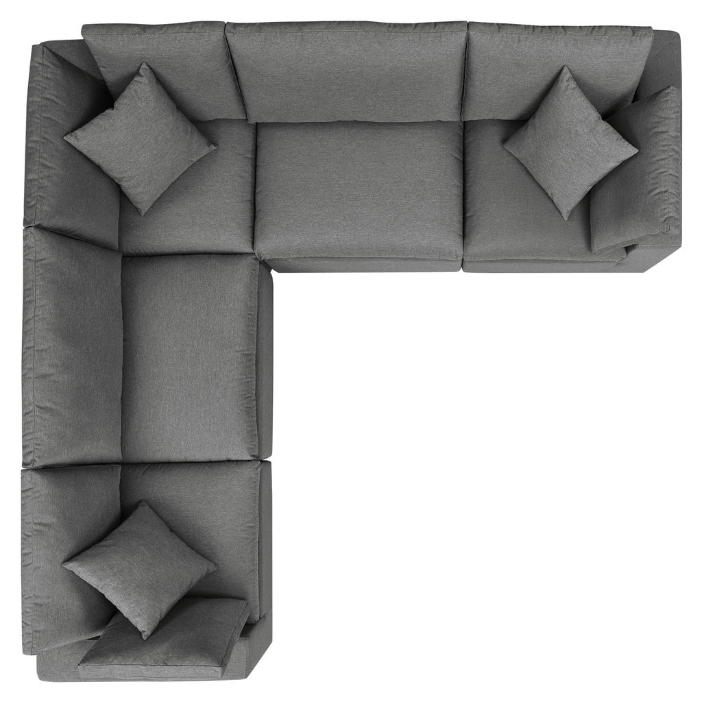 Commix 5-Piece Outdoor Patio Sectional Sofa In Charcoal, 108" X 108" X 32"