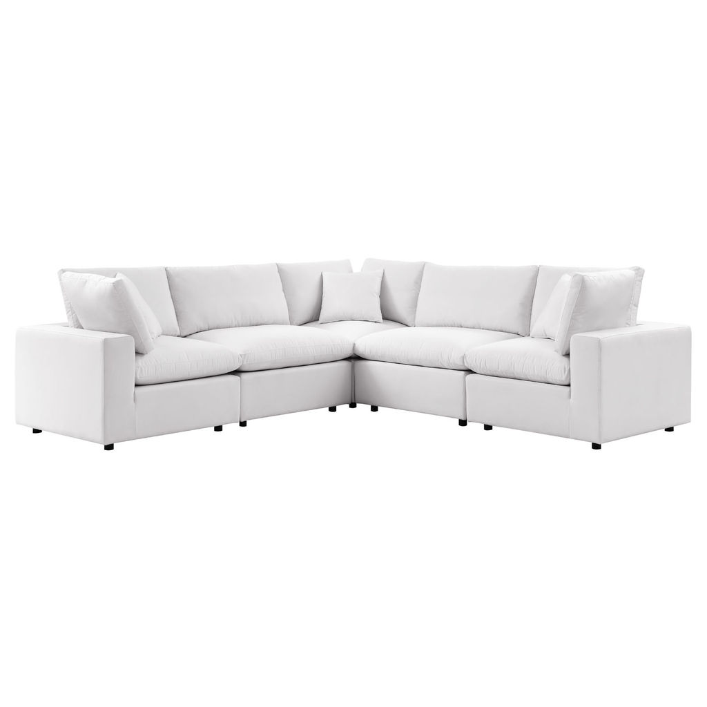 Preview image for Commix 5-Piece Outdoor Patio Sectional Sofa In White, 108" X 108" X 32"