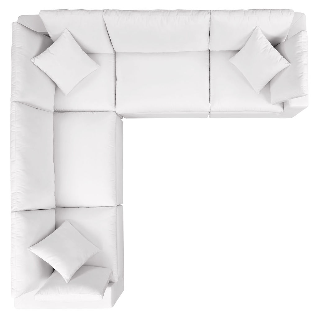 Commix 5-Piece Outdoor Patio Sectional Sofa In White, 108" X 108" X 32"