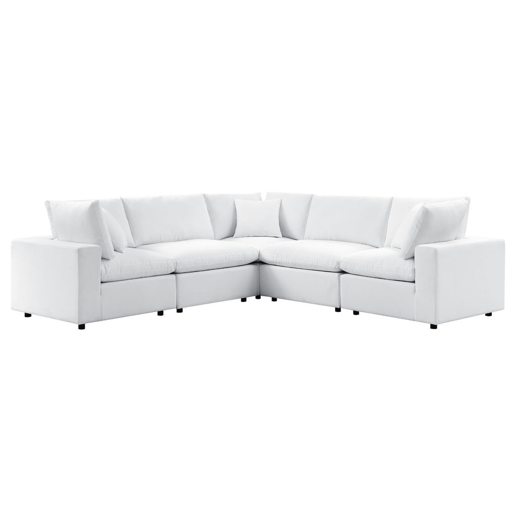 Preview image for Commix 5-Piece Sunbrella Outdoor Patio Sectional Sofa In White, 108" X 108" X 32"