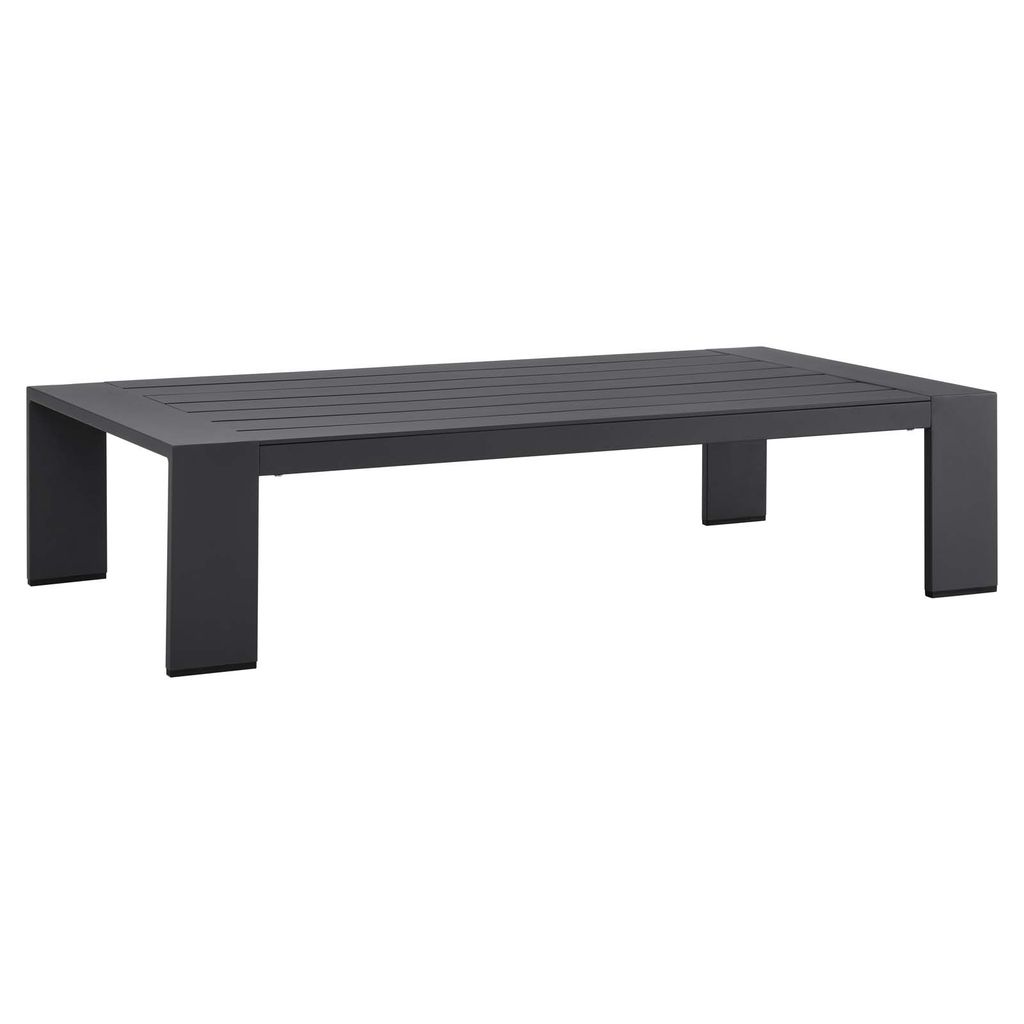 Tahoe Outdoor Patio Powder-Coated Aluminum Coffee Table In Gray