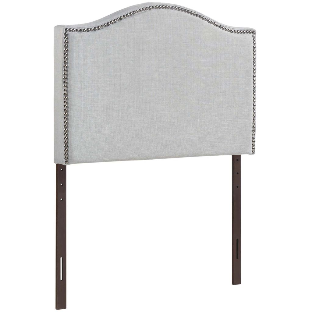 Twin Nailhead Upholstered Headboard In Sky Gray
