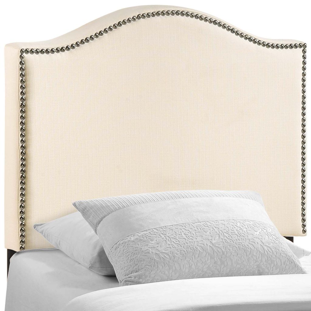 Curl Twin Nailhead Upholstered Headboard In Ivory