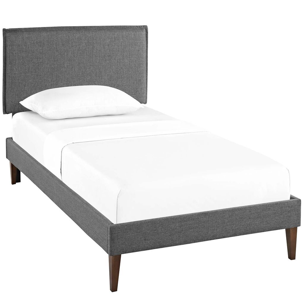 Boy's Bedroom Twin Platform Bed with Squared Tapered Legs In Gray