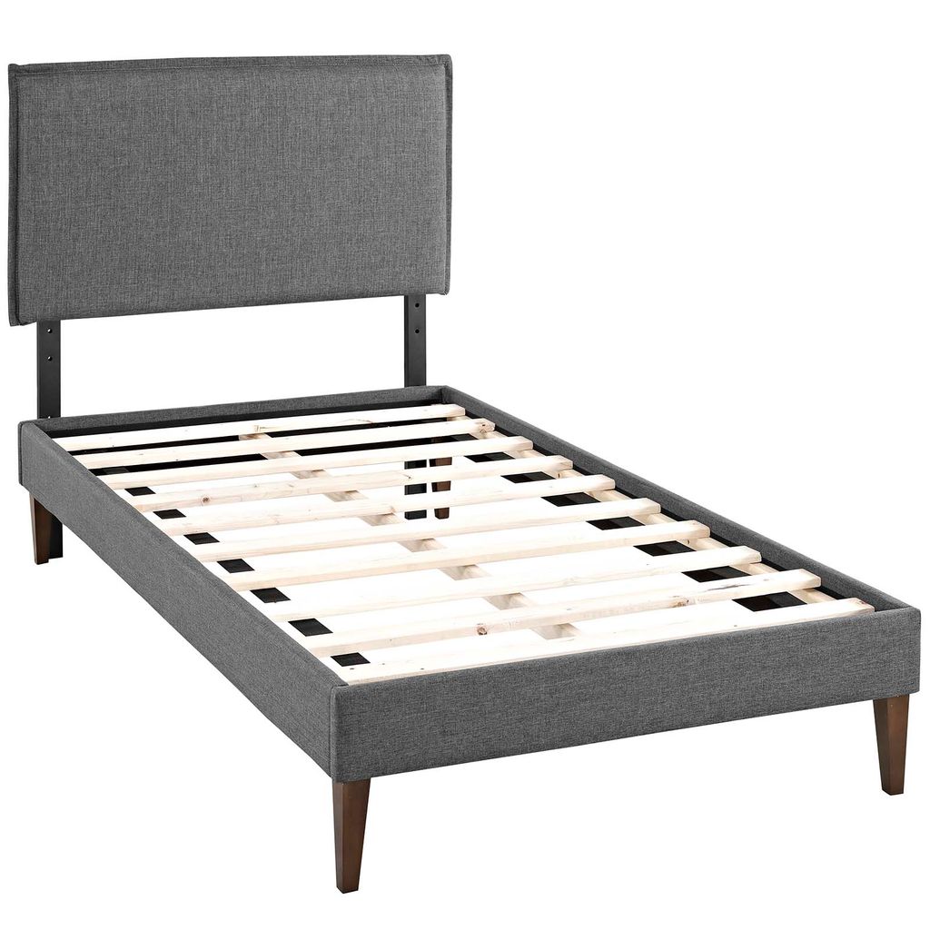 Boy's Bedroom Twin Platform Bed with Squared Tapered Legs In Gray
