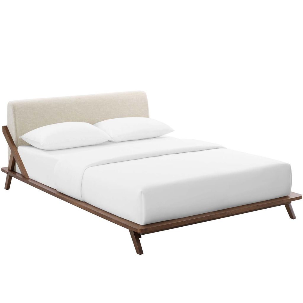 Preview image for Luella Queen Upholstered Fabric Platform Bed In Walnut Beige