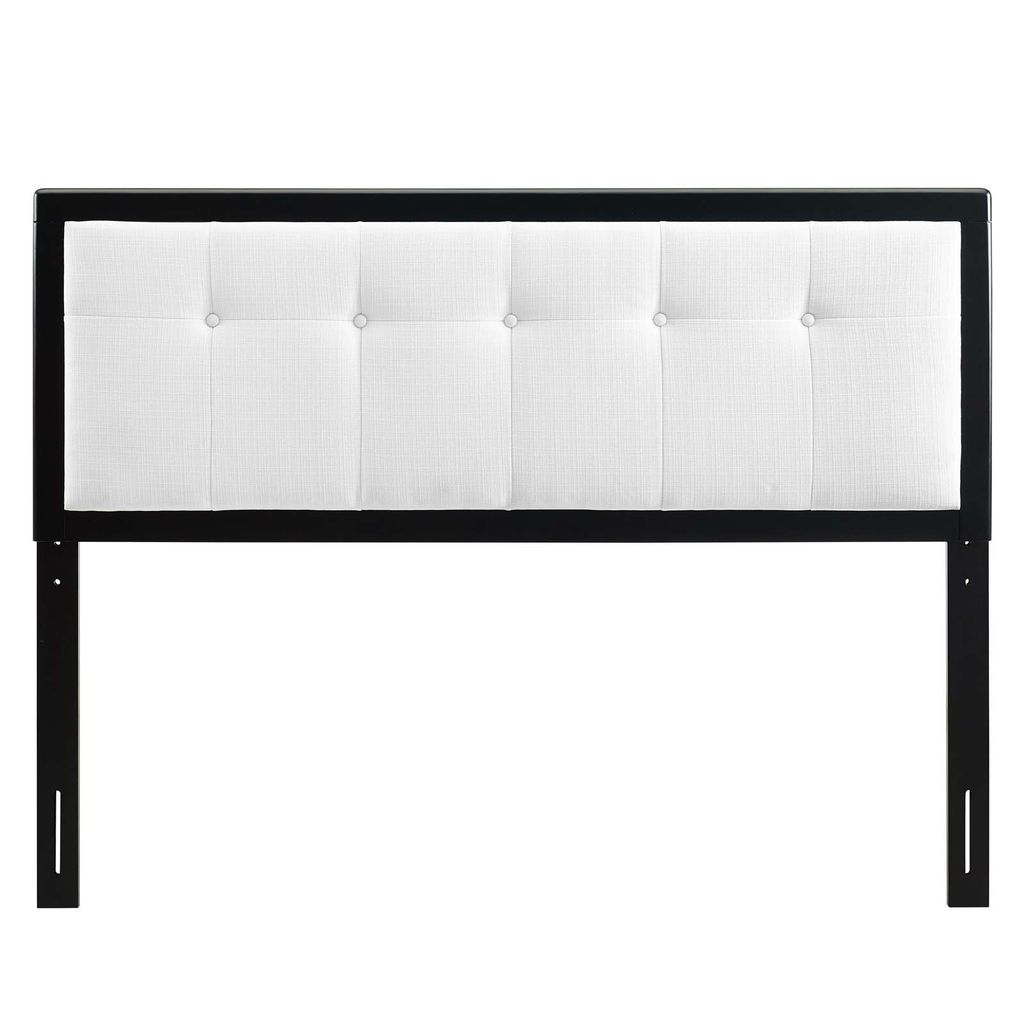 Draper Tufted Twin Fabric And Wood Headboard In Black White