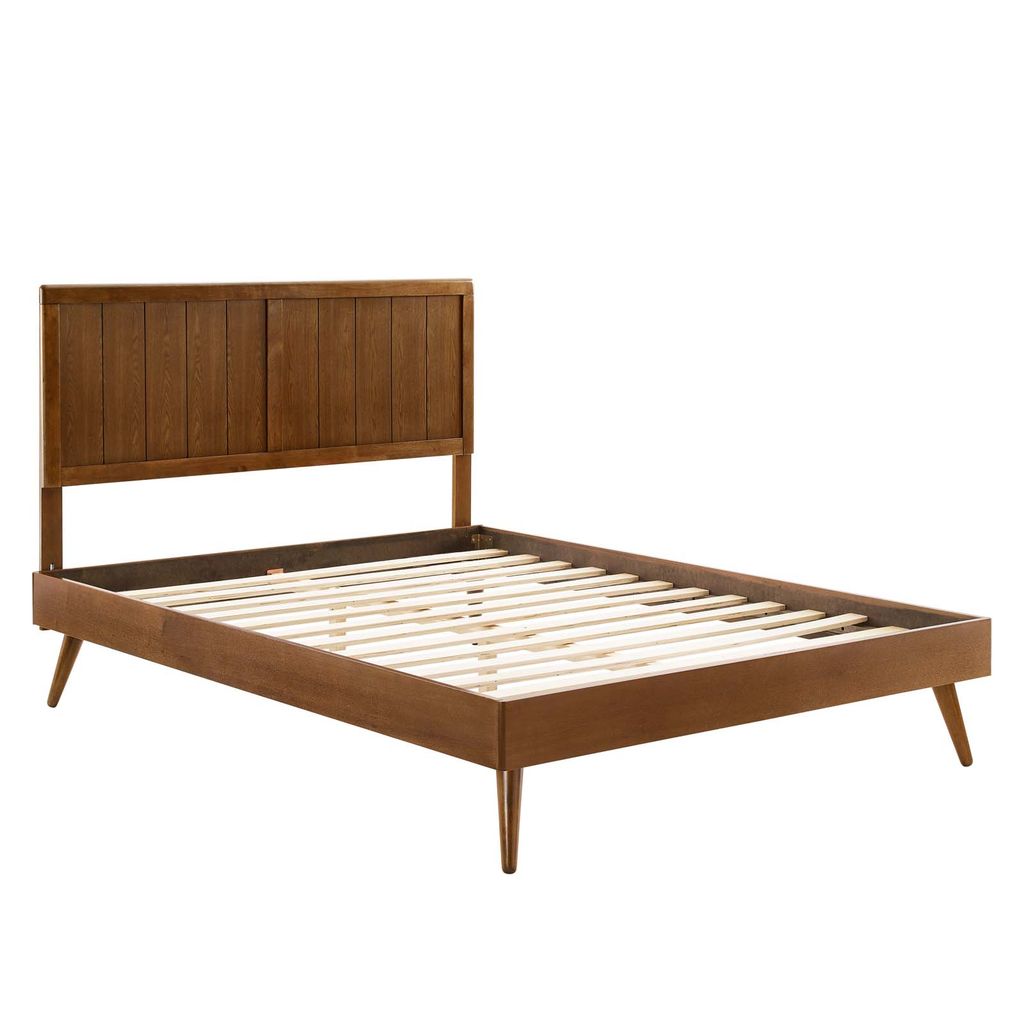 Alana Twin Wood Platform Bed With Splayed Legs In Walnut