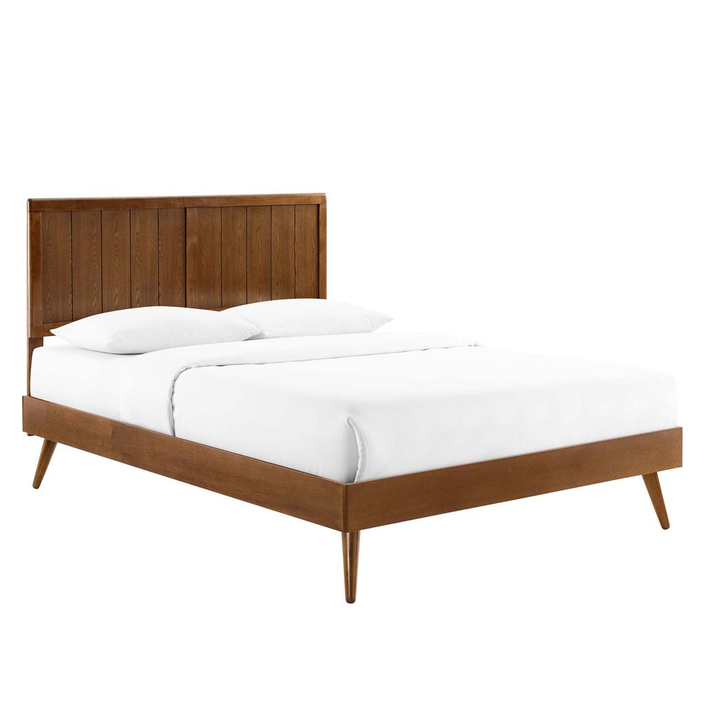 Alana Twin Wood Platform Bed With Splayed Legs In Walnut