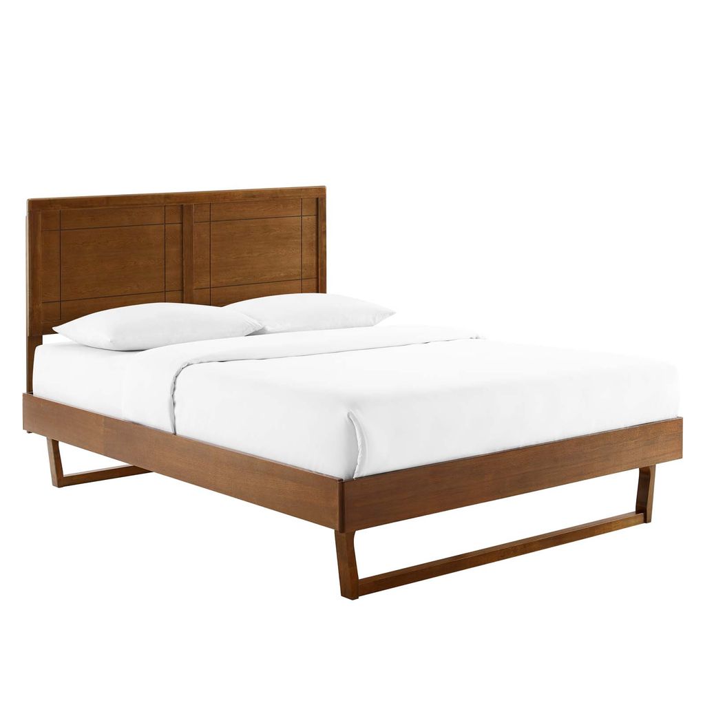 Preview image for Marlee Twin Wood Platform Bed With Angular Frame In Walnut