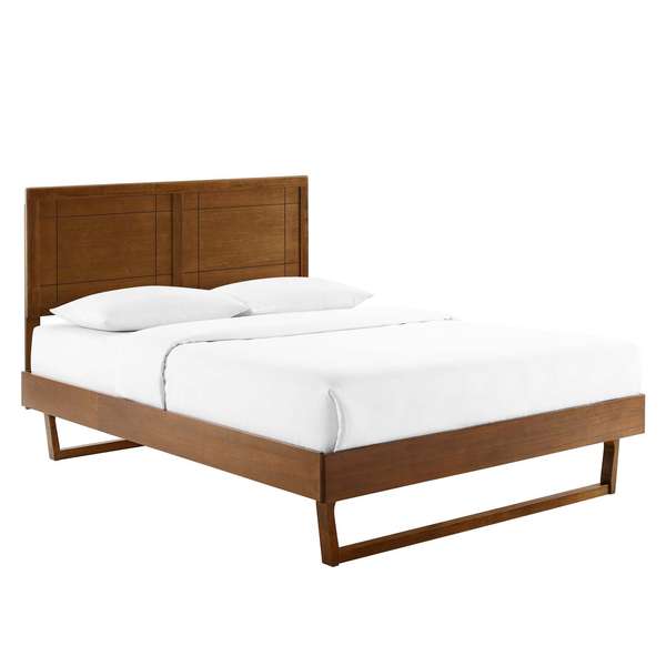 Marlee Twin Wood Platform Bed With Angular Frame In Walnut