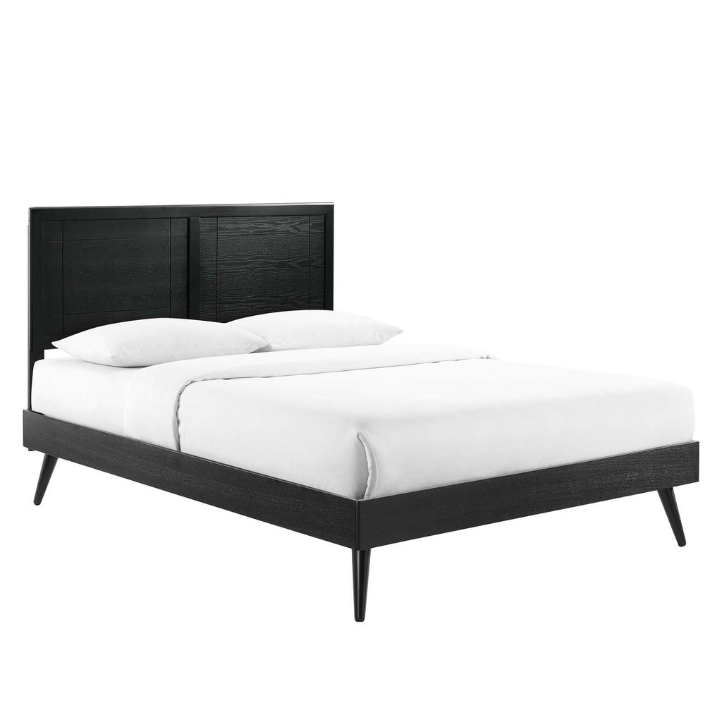 Preview image for Marlee King Wood Platform Bed With Splayed Legs In Black