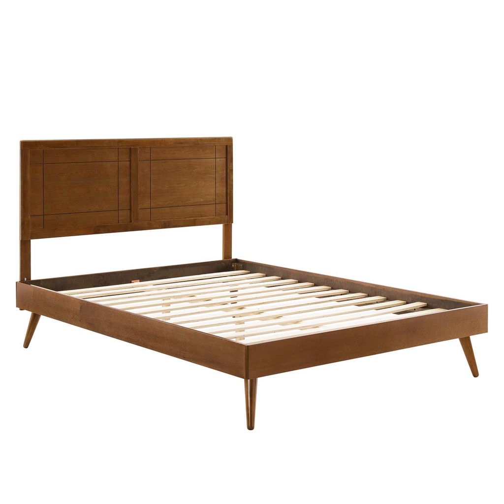 Marlee Twin Wood Platform Bed With Splayed Legs In Walnut