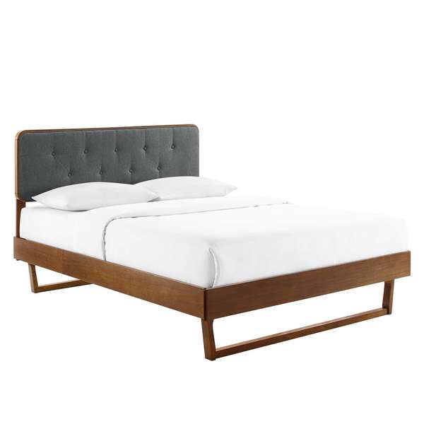 Bridgette Twin Wood Platform Bed With Angular Frame In Walnut Charcoal