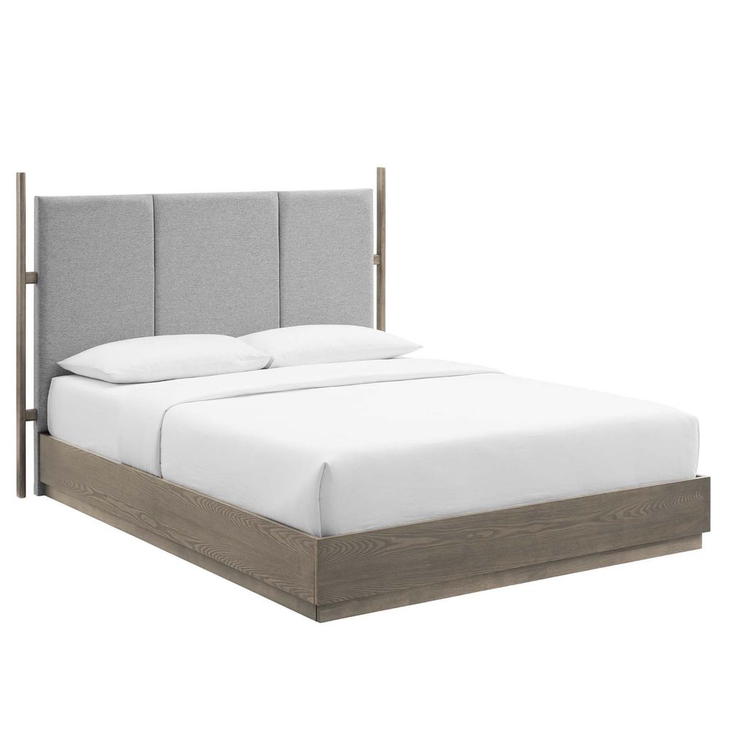Preview image for Merritt Upholstered Queen Platform Bed In Oak Light Gray