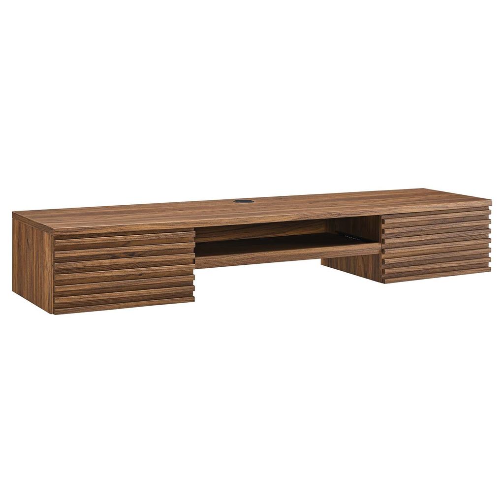 Preview image for Render Wall Mount Wood Office Desk, Walnut