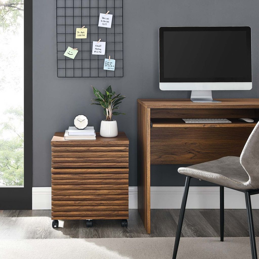 Render Wood File Cabinet, Walnut